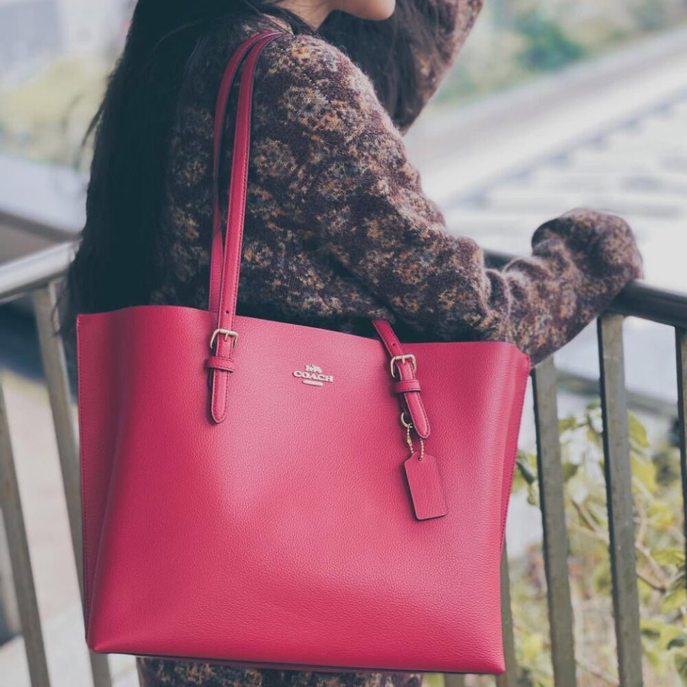 NWT - COACH Mollie Tote Bag -  Double face leather - $428 -  1671 Gold/Red Apple
